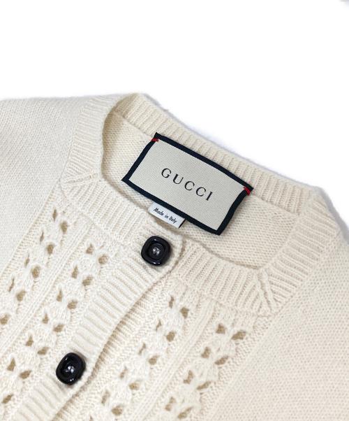 GUCCI（グッチ）GUCCI (グッチ) Gエンブロイド スクエアネックカーディガン　642067 XKBKC アイボリー サイズ:XXSの古着・服飾アイテム