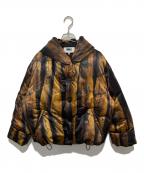MM6 Maison Margielaエムエムシックスメゾンマルジェラ）の古着「PORTS JACKET Fur Print（ファープリント スポーツジャケット）S32AM0309 / フーデッドダウンジャケット」｜オレンジ