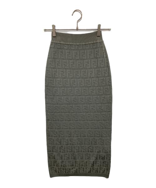 FENDI（フェンディ）FENDI (フェンディ) FFロゴ ズッカ柄 ニットスカート FZQ598 ABWQ グレー サイズ:38の古着・服飾アイテム