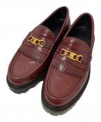 CELINEセリーヌ）の古着「トリオンフ チェーン マーガレット ローファー エディ期」｜バーガンディー