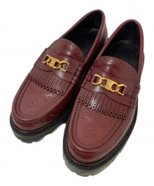 CELINE（セリーヌ）の古着「トリオンフ チェーン マーガレット ローファー エディ期」｜バーガンディー