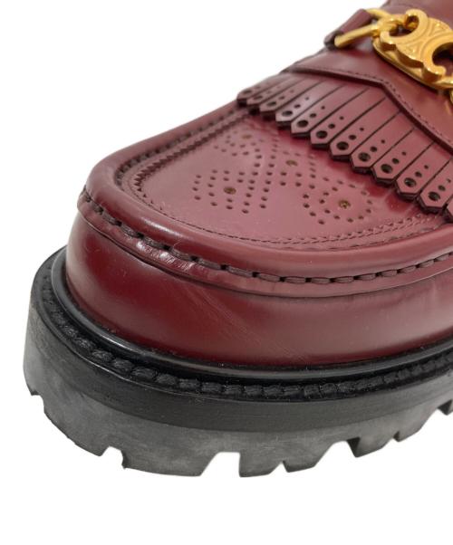 CELINE（セリーヌ）CELINE (セリーヌ) トリオンフ チェーン マーガレット ローファー エディ期 バーガンディー サイズ:38の古着・服飾アイテム