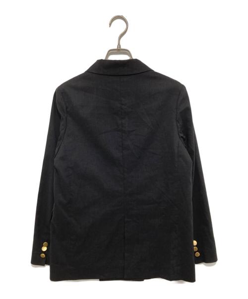 Noble（ノーブル）Noble (ノーブル) 麻ストレッチピークドラペルダブルジャケット　テーラードジャケット ブラック サイズ:34の古着・服飾アイテム