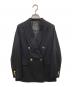 Noble（ノーブル）の古着「麻ストレッチピークドラペルダブルジャケット　テーラードジャケット」｜ブラック