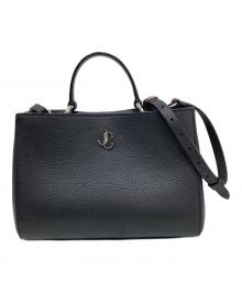 JIMMY CHOO（ジミーチュウ）の古着「VARENNE TOP HANDLE MINI BAG（ヴァレンヌ トップハンドル ミニバッグ）/ 2WAYショルダーバッグ」｜ブラック