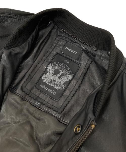 DIESEL（ディーゼル）DIESEL (ディーゼル) ラムレザーボンバージャケット SUPERIOR ブラック サイズ:XSの古着・服飾アイテム