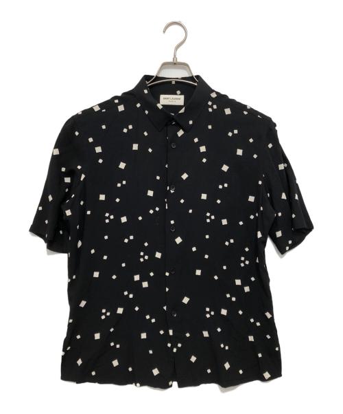 Saint Laurent Paris（サンローランパリ）Saint Laurent Paris (サンローランパリ) VISCOSE CAMPUS SS SHIRTS ブラック サイズ:37の古着・服飾アイテム