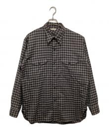 ULTERIOR（アルテリア）の古着「CHECKED WOOL FLANNEL D/P SHIRT チェックド ウール フランネル ディーピー シャツ」｜ブラック