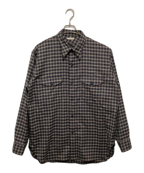 ULTERIOR（アルテリア）ULTERIOR (アルテリア) CHECKED WOOL FLANNEL D/P SHIRT チェックド ウール フランネル ディーピー シャツ ブラック サイズ:5の古着・服飾アイテム