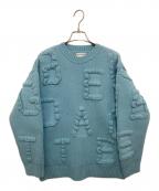 BOTTEGA VENETAボッテガベネタ）の古着「立体ロゴオーバーサイズニットセーター 707883 V26T0」｜スカイブルー