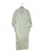 Mame Kurogouchiマメクロゴウチ）の古着「Cotton Silk Broad Basket Motif Shirt Dress　MM23SS-DR047」｜グリーン