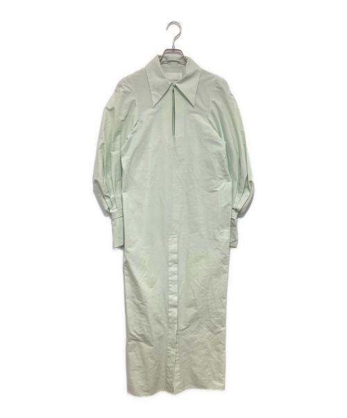 Mame Kurogouchi（マメクロゴウチ）Mame Kurogouchi (マメクロゴウチ) Cotton Silk Broad Basket Motif Shirt Dress　MM23SS-DR047 グリーン サイズ:2の古着・服飾アイテム