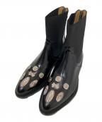 TOGAトーガ）の古着「ミックスバッジレザーアンクルブーツ　AJ990」｜ブラック