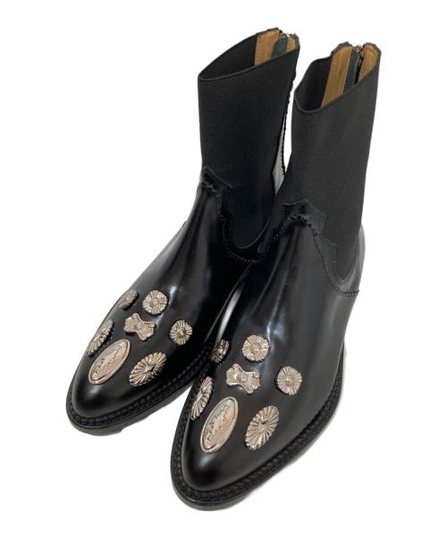 TOGA（トーガ）TOGA (トーガ) ミックスバッジレザーアンクルブーツ　	AJ990 ブラック サイズ:38の古着・服飾アイテム