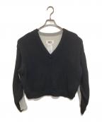 MM6 Maison Margielaエムエムシックスメゾンマルジェラ）の古着「V-neck unbalanced panel top(Vネックアンバランスドパネルトップ) Vネックニット　S52GP0088」｜ブラック