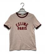 CELINEセリーヌ）の古着「ロゴプリントリンガーTシャツ」｜ピンク