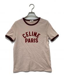 CELINE（セリーヌ）の古着「ロゴプリントリンガーTシャツ」｜ピンク
