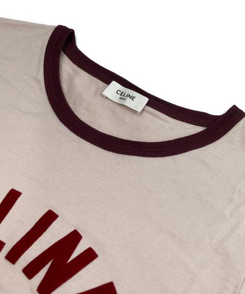 CELINE（セリーヌ）CELINE (セリーヌ) ロゴプリントリンガーTシャツ ピンク サイズ:Sの古着・服飾アイテム