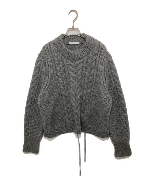 CECILIE BAHNSEN（セシリーバンセン）CECILIE BAHNSEN (セシリーバンセン) バックシルクリボン ケーブルニット グレー サイズ:M/Lの古着・服飾アイテム