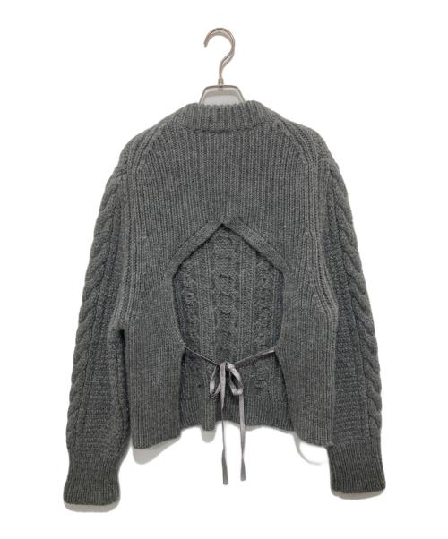 CECILIE BAHNSEN（セシリーバンセン）CECILIE BAHNSEN (セシリーバンセン) バックシルクリボン ケーブルニット グレー サイズ:M/Lの古着・服飾アイテム