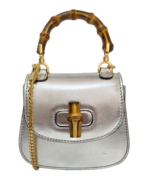 GUCCI（グッチ）GUCCI (グッチ) バンブースーパーミニバッグ 760246 シルバーの古着・服飾アイテム