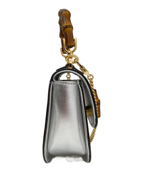 GUCCI（グッチ）GUCCI (グッチ) バンブースーパーミニバッグ 760246 シルバーの古着・服飾アイテム