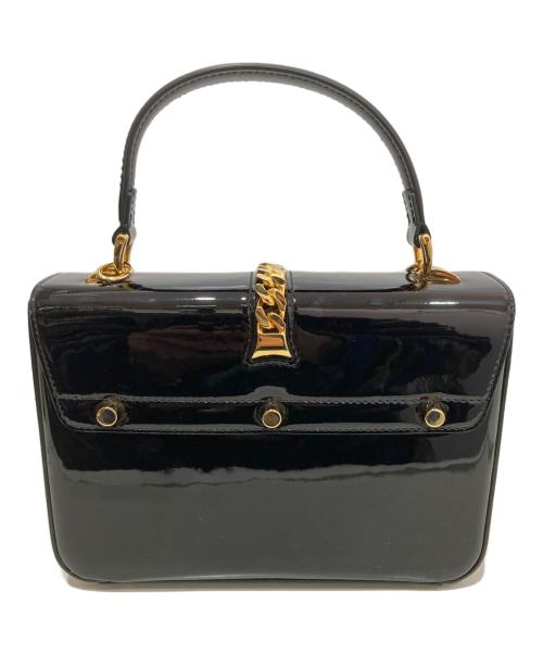 GUCCI（グッチ）GUCCI (グッチ) シルヴィ1969 トップハンドルパテントレザーバッグ 520981 ブラックの古着・服飾アイテム