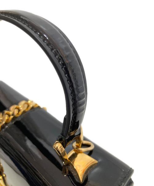 GUCCI（グッチ）GUCCI (グッチ) シルヴィ1969 トップハンドルパテントレザーバッグ 520981 ブラックの古着・服飾アイテム