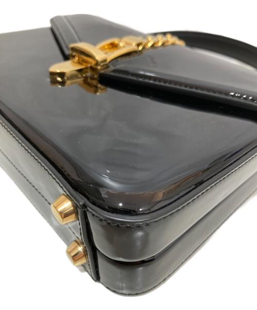 GUCCI（グッチ）GUCCI (グッチ) シルヴィ1969 トップハンドルパテントレザーバッグ 520981 ブラックの古着・服飾アイテム