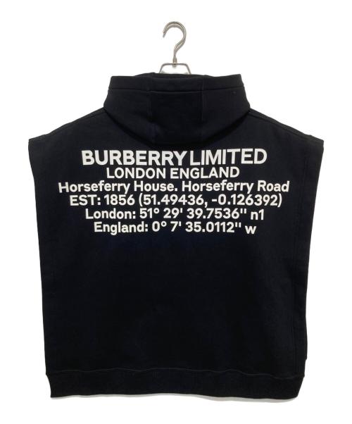 BURBERRY（バーバリー）BURBERRY (バーバリー) Coordinates Print Cotton Blend Hooded Poncho　フーデッドポンチョ　80644211 ブラック サイズ:FREEの古着・服飾アイテム