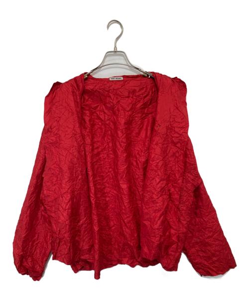 ISSEY MIYAKE（イッセイミヤケ）ISSEY MIYAKE (イッセイミヤケ) シワ加工 ボウタイブラウス　銀タグ　IM33-FJ805 レッド サイズ:Mの古着・服飾アイテム