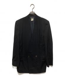 ISSEY MIYAKE（イッセイミヤケ）の古着「カラーレス ダブルブレスト 黒タグ テーラードジャケット　ME19-FD014」｜ブラック