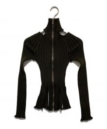 EMI FUNAYAMA（エミ フナヤマ）の古着「RIB KNIT SLIT TOP（リブニットスリットトップ） FTC234-0706」｜ブラウン