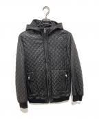 DOLCE & GABBANAドルチェ＆ガッバーナ）の古着「キルティングレザーフーデッドジャケット　Quilting Leather Jacket ジップパーカー」｜ブラック