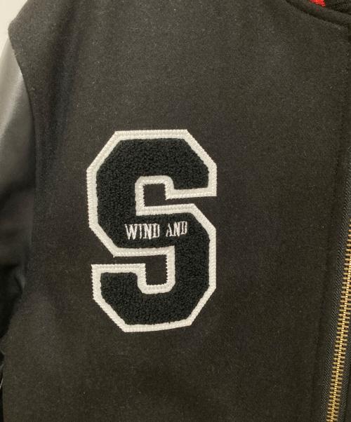 WIND AND SEA（ウィンダンシー）WIND AND SEA Hysteric Glamour (ヒステリックグラマー) Varsity Jacket(ヴァーシティジャケット) コラボスタジャン WDS-C-HYS-23-AP-Q1-01 ブラック サイズ:Xlの古着・服飾アイテム