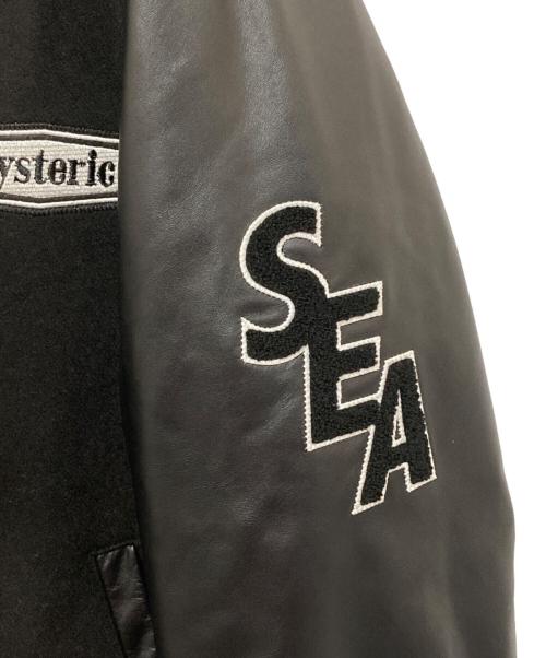 WIND AND SEA（ウィンダンシー）WIND AND SEA Hysteric Glamour (ヒステリックグラマー) Varsity Jacket(ヴァーシティジャケット) コラボスタジャン WDS-C-HYS-23-AP-Q1-01 ブラック サイズ:Xlの古着・服飾アイテム