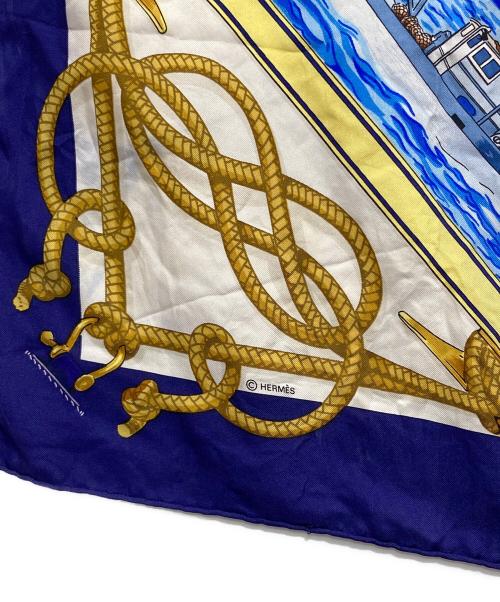 HERMES（エルメス）HERMES (エルメス) RETOUR DE PECHE 漁船の帰　シルクスカーフ ブルーの古着・服飾アイテム