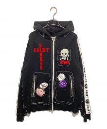 SAINT MICHAEL×A LOVE MOVEMENT（セントマイケル×アラブモーメント）の古着「KNIT ZIP HOODIE(ニットジップフーディ) 25AW SM-HR1-0000-C69」｜ブラック