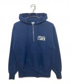 Championチャンピオン）の古着「RW HALF ZIP HOODED SWEATSHIRT　ハーフジップパーカー　C3-A119」｜ネイビー