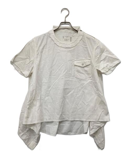 sacai（サカイ）sacai (サカイ) シャツドッキング半袖カットソー ホワイト サイズ:2の古着・服飾アイテム