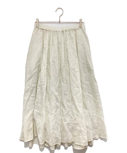 ATON（エイトン）ATON (エイトン) NATURAL DYED LINEN LAWN GATHERD SKIRT（ナチュラルダイド リネンローン ギャザースカート）　SKAGGM0304 ホワイト サイズ:02の古着・服飾アイテム