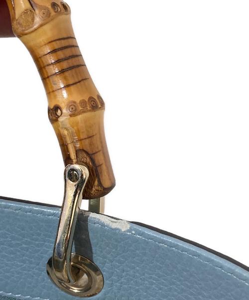 GUCCI（グッチ）GUCCI (グッチ) バンブーショッパーミディアムトートバッグ　ショルダーバッグ　323660 ブルーの古着・服飾アイテム