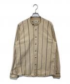 JIL SANDERジルサンダー）の古着「バンドカラーシャツ　ストライプシャツ　STRIPE SHIRTS　HSJMKM0032」｜イエロー