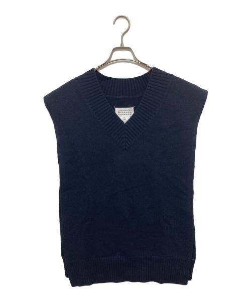 Maison Margiela（メゾンマルジェラ）Maison Margiela (メゾンマルジェラ) 22SS サイドオープン Vネック ニットベスト　S50TH0055 ネイビー サイズ:Sの古着・服飾アイテム