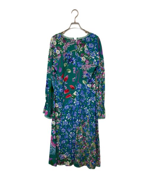 MAX&Co.（マックスアンドコー）MAX&Co. (マックスアンドコー) フラワープリントVネックワンピース グリーン サイズ:36の古着・服飾アイテム