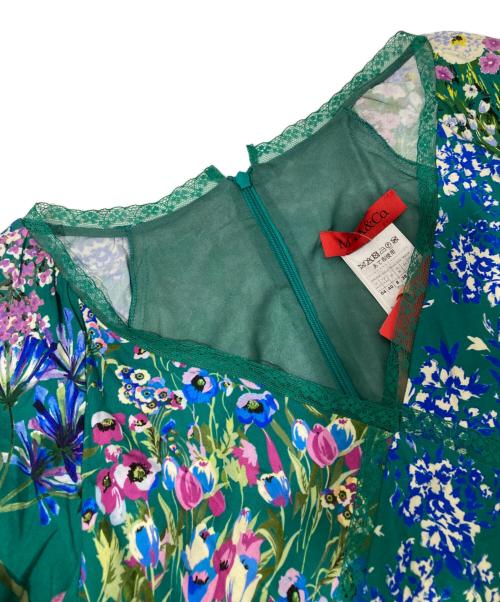 MAX&Co.（マックスアンドコー）MAX&Co. (マックスアンドコー) フラワープリントVネックワンピース グリーン サイズ:36の古着・服飾アイテム