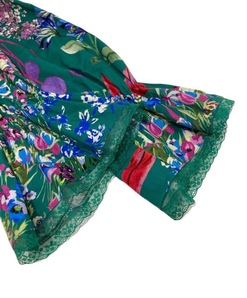 MAX&Co.（マックスアンドコー）MAX&Co. (マックスアンドコー) フラワープリントVネックワンピース グリーン サイズ:36の古着・服飾アイテム