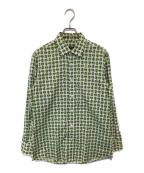 GUCCIグッチ）の古着「総柄　レギュラーカラーシャツ All-over pattern shirt」｜グリーン