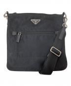 PRADAプラダ）の古着「三角ロゴ トライアングルプレート ナイロンナイロンショルダーバッグ　1BH716」｜ブラック
