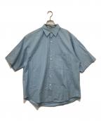 AURALEEオーラリー）の古着「WASHED FINX TWILL BIG HALF SLEEVED SHIRT」｜スカイブルー